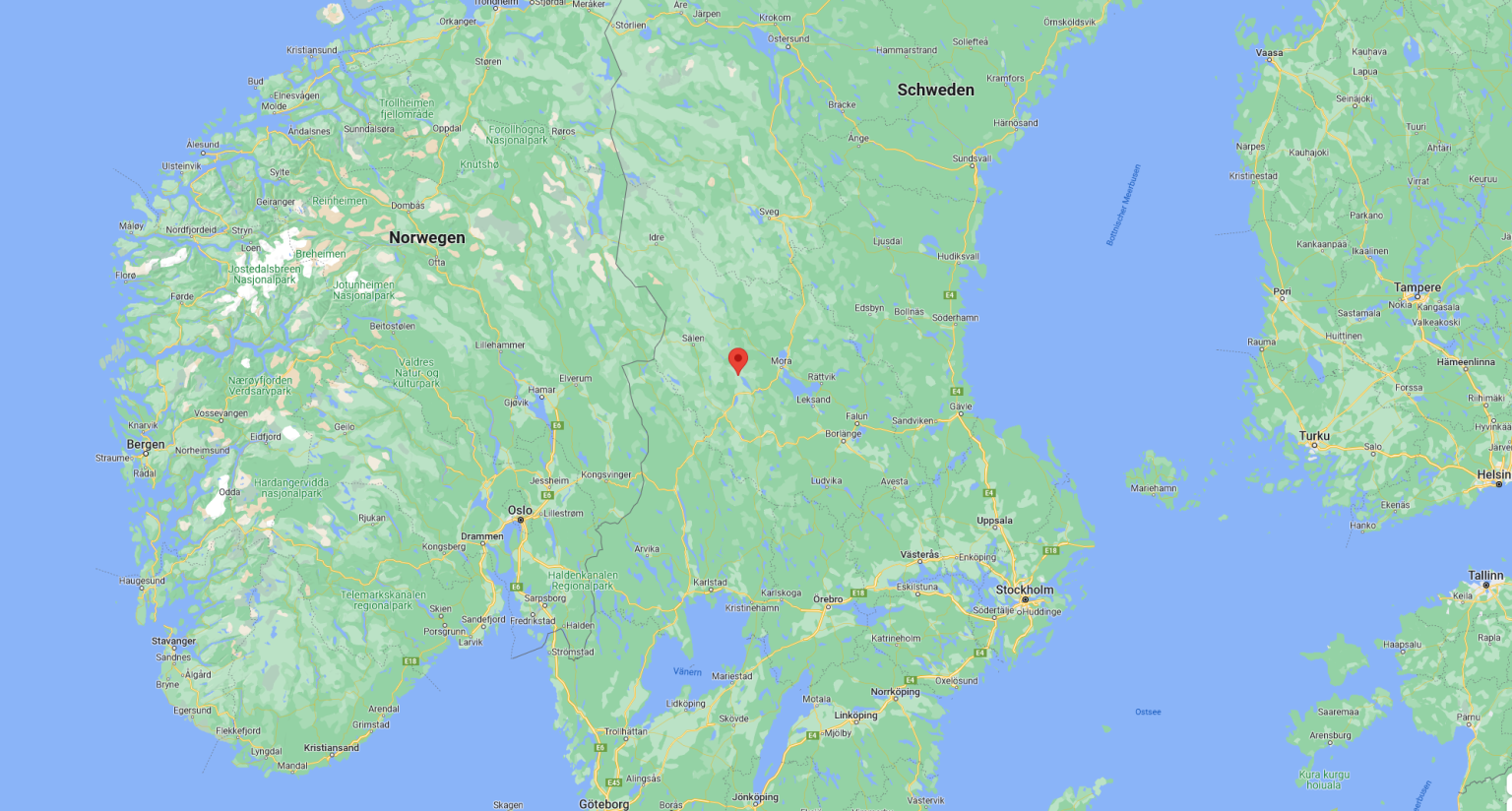 Karte von Schweden mit der Lage von Venjan